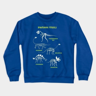 Dinosaur Fossils - placement - Lime on blue Crewneck Sweatshirt